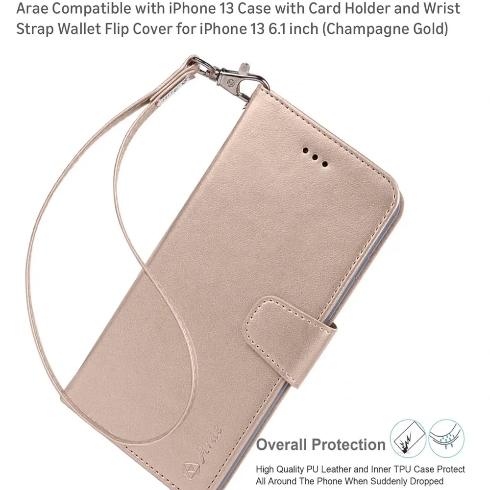 Ara Champagne Gold iPhone 13 Case with Card Holder